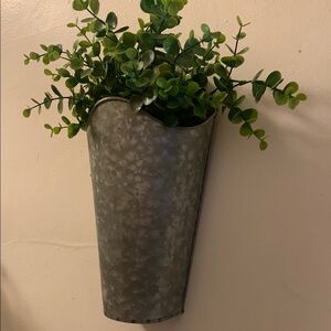 Galvanized Wall Planter with Greenery (dried flowers can be added).